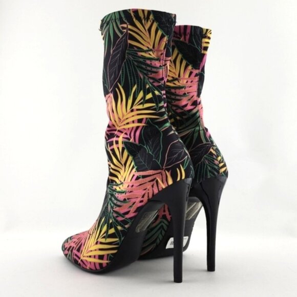 Call It Spring Hailassi Stiletto Heel Tropical Print Ankle Pull On Boots Sz 6 - Picture 5 of 14